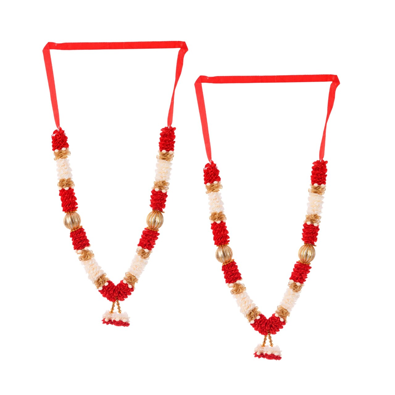 2PC Idol Mala 12 Inch God Goddess Haar Mala Indian Garland Jaimala Makhmali Bhagwan Haar Idol Pooja Item Garland for Photo Frame God Shringar Reusable Satin Mala Temple Decor
